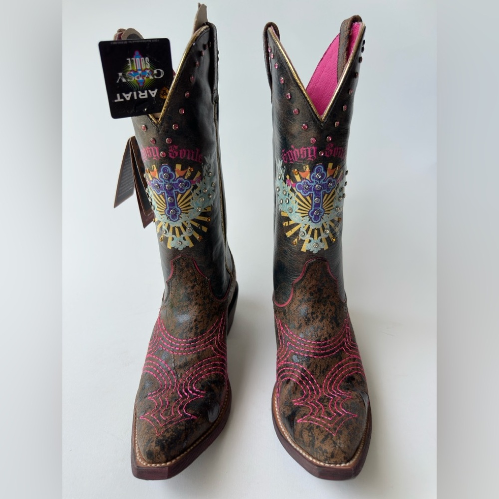 ARIAT Rare Gypsy Soule Collection Limited Edition Pink & Sassy Crystal Size 7,5 - Picture 6 of 17